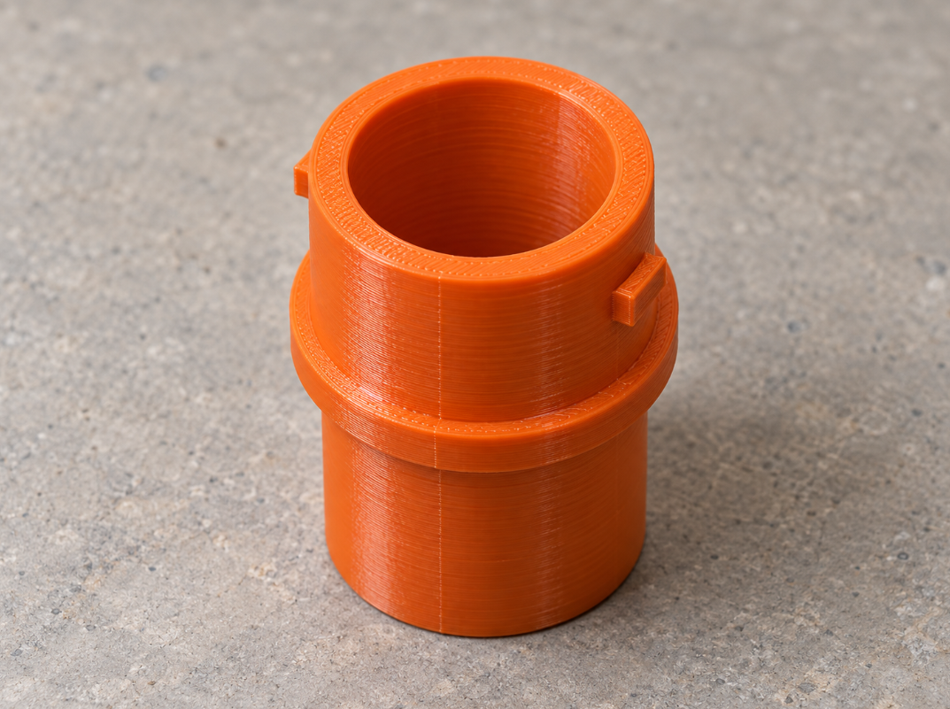 Custom two-lug bayonet dust hose adapter