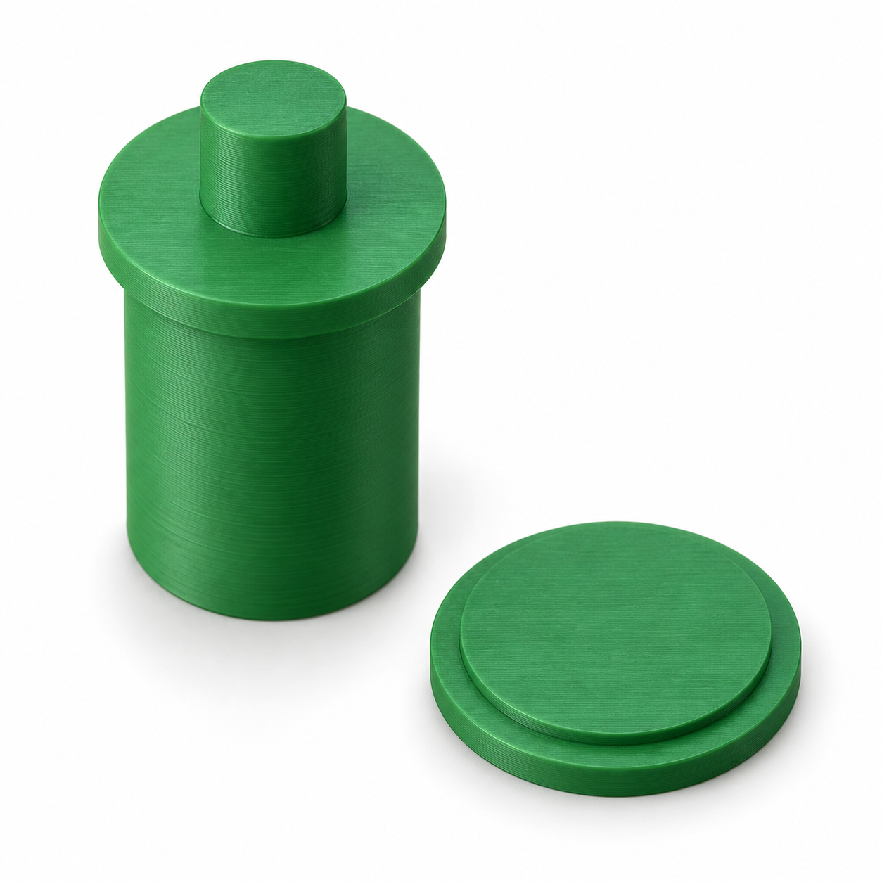 Formeur de pots en papier avec socle de pressage sur mesure – vert. Visualisation IA aux dimensions par défaut.