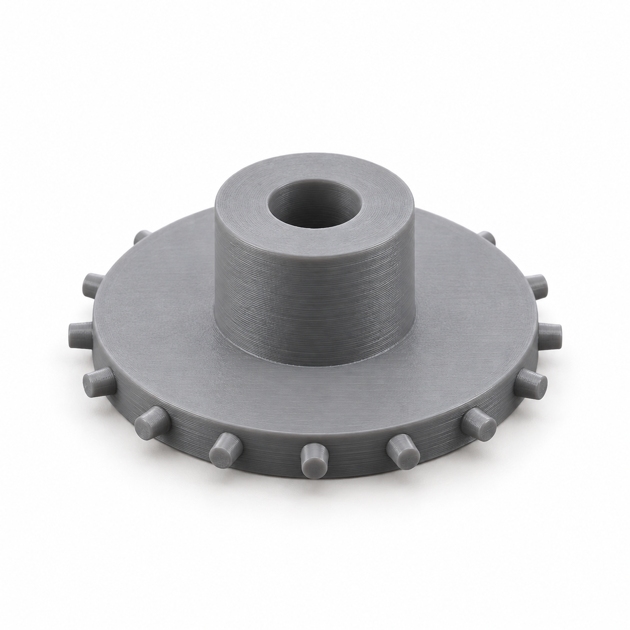 Pin-feed wheel for perforated component carrier tape – AI product visualization