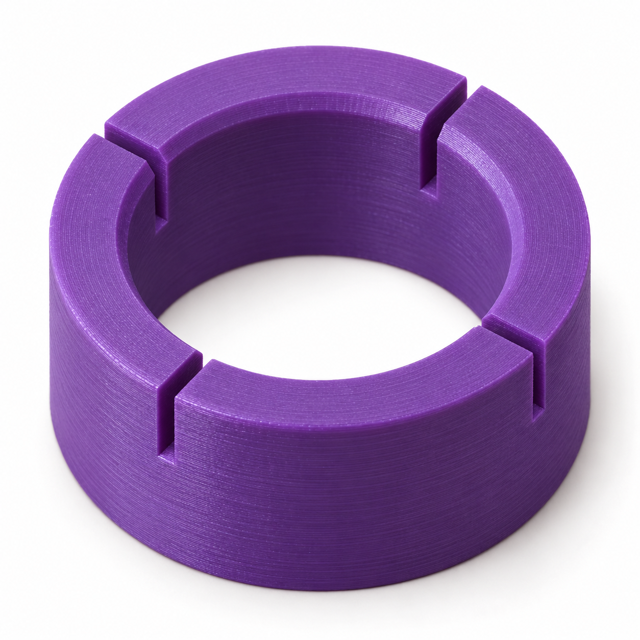 Ouvre-anneaux à bague sur mesure et quatre fentes – violet. Visualisation IA aux dimensions par défaut.