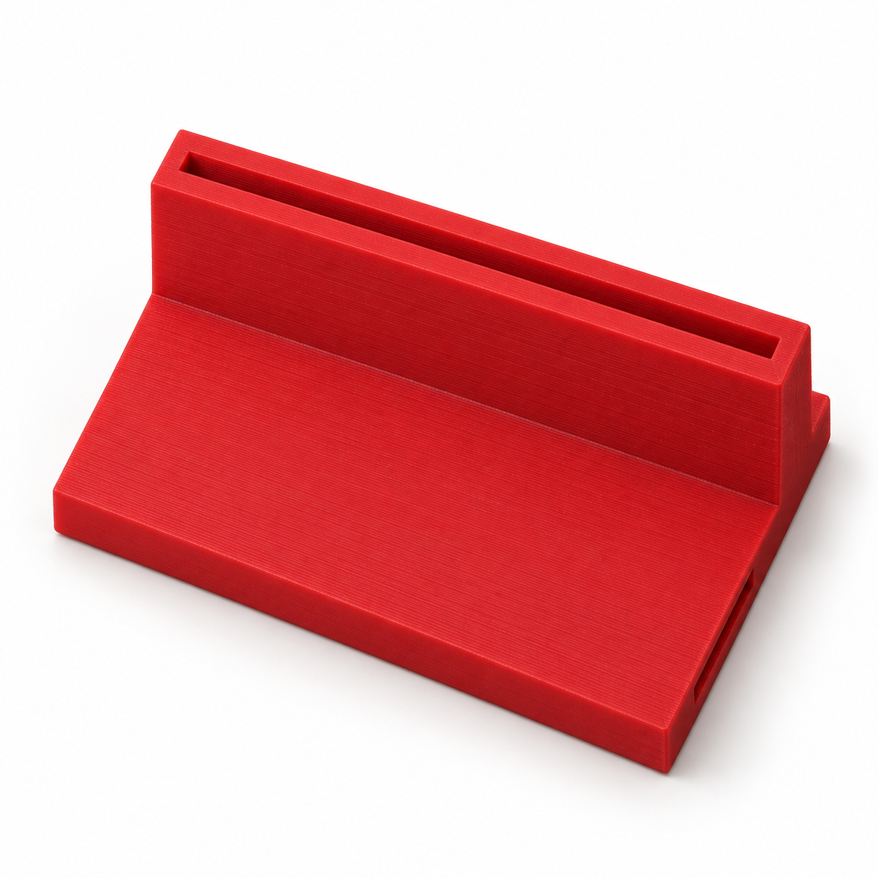 Flash bounce-card holder with elastic-band channel – red. AI visualisation of the default dimensions.