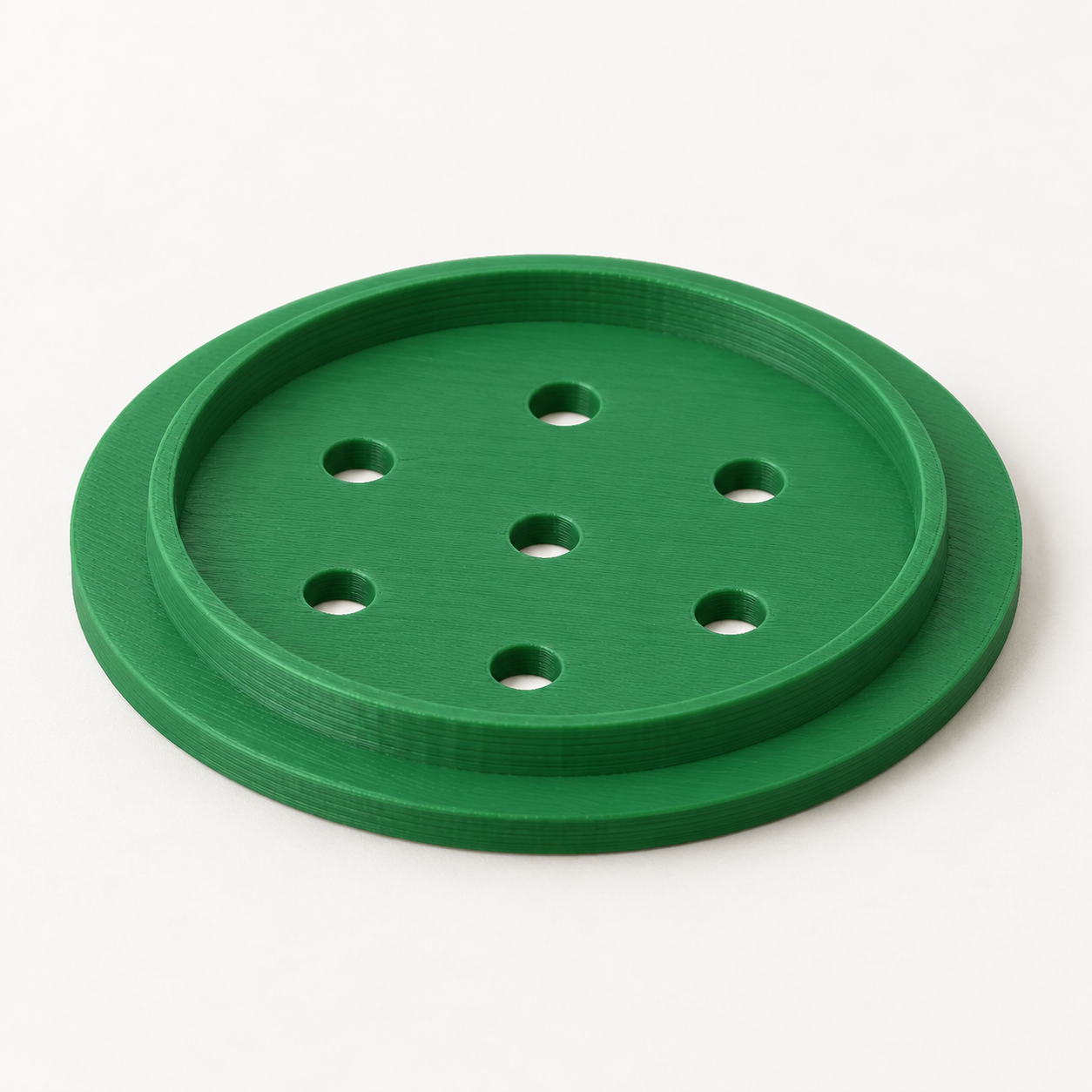 Disque floral à sept trous pour votre vase – vert. Visualisation IA des dimensions par défaut.