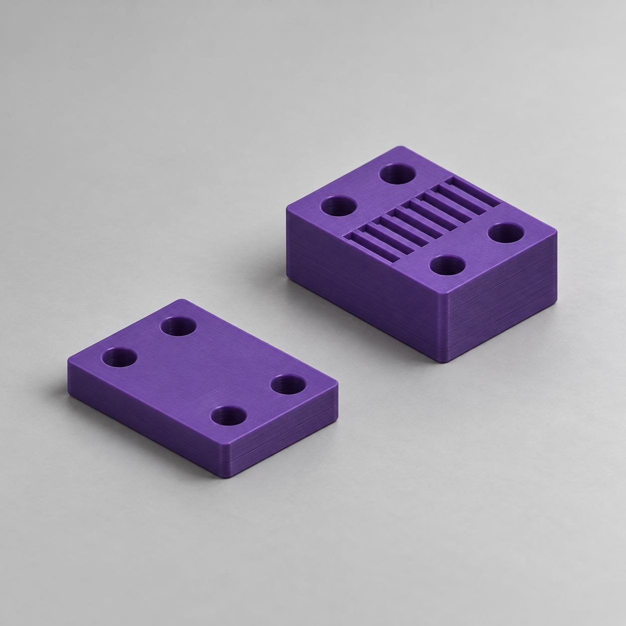 Timing belt end clamp with custom trapezoidal grooves – AI product visualization
