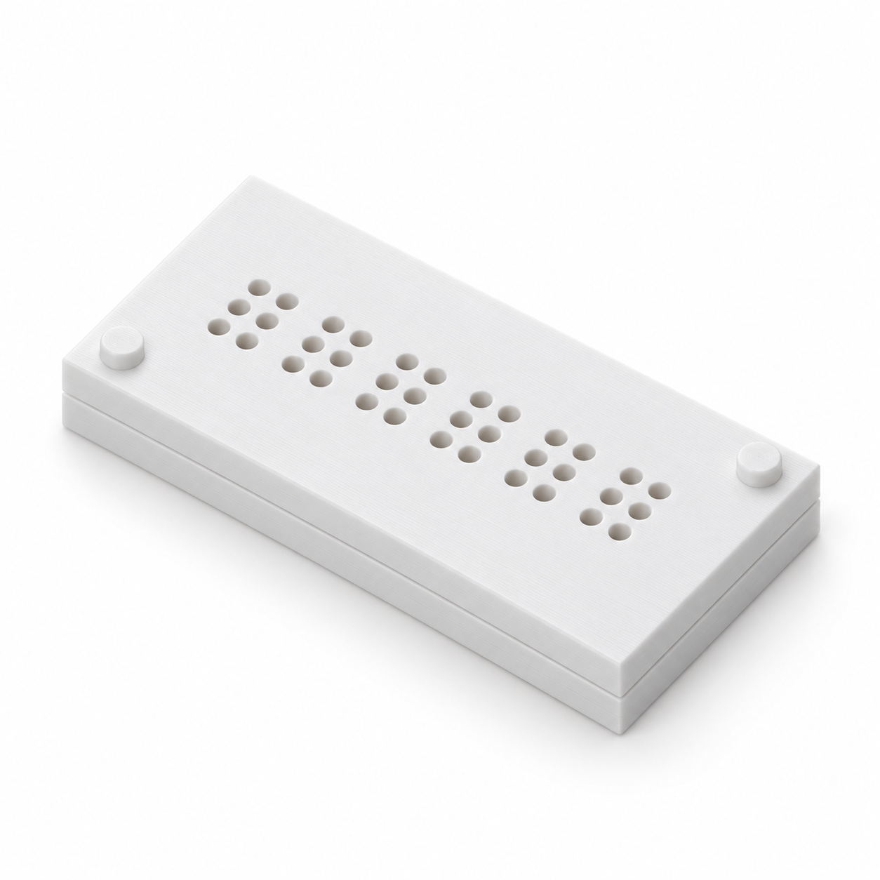 Single-line braille slate for custom paper strips – white. AI visualisation of the default dimensions.