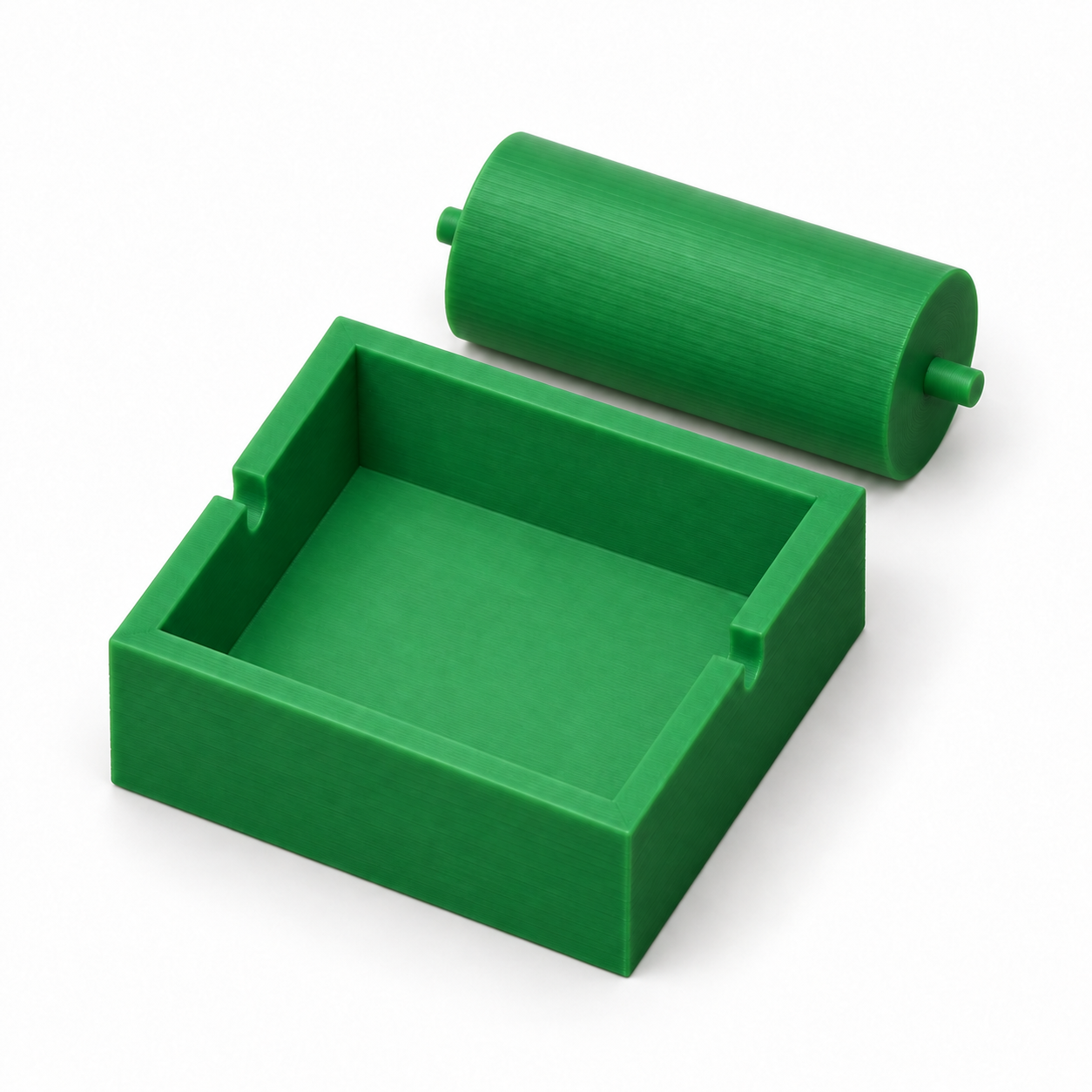 Humecteur d’enveloppes avec bac et noyau de rouleau en feutre – vert; visualisation produit par IA