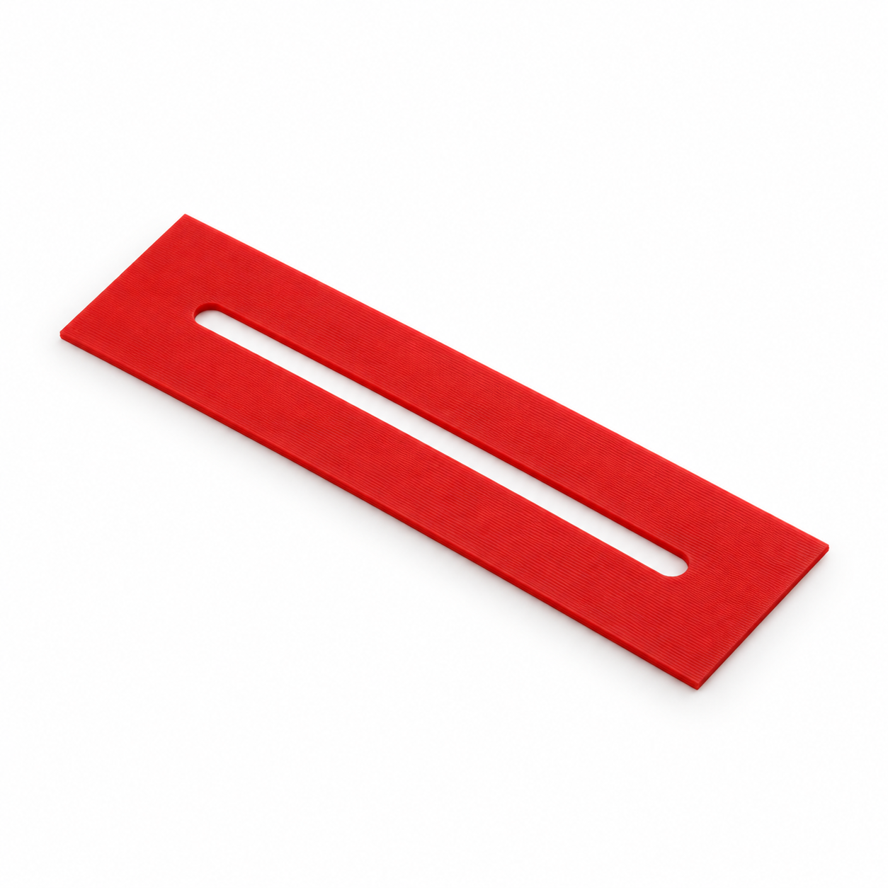 Single-slot fret polishing shield to size – red. AI visualisation of the default dimensions.