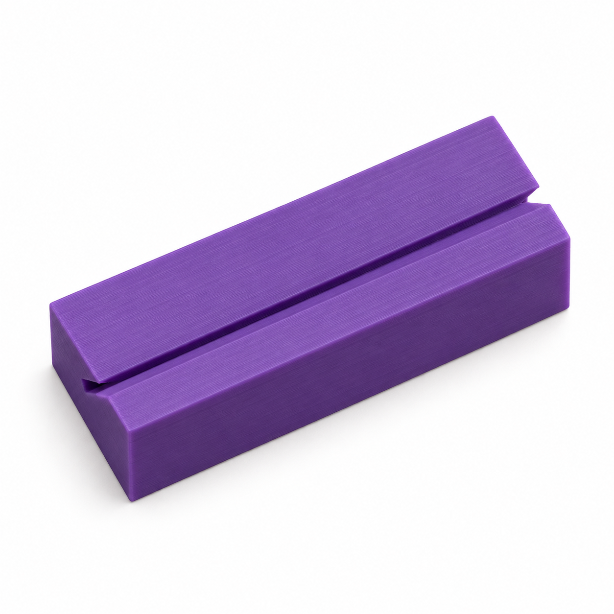 Guide de lime pour biseaux de frettes à rainure inclinée – violet, dessous avec rainure inclinée; visualisation produit par IA