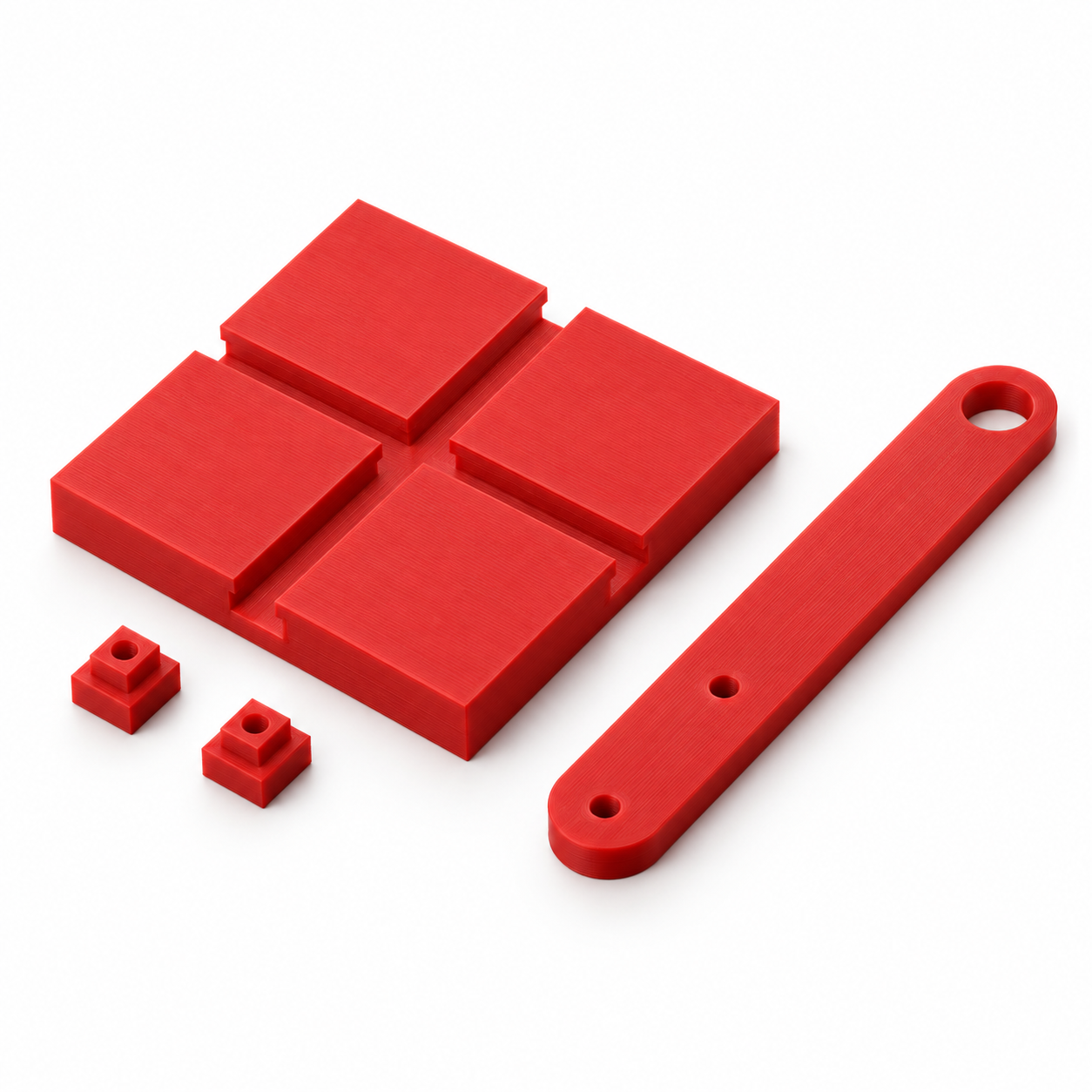 Ellipsographe à coulisseaux croisés sur mesure – rouge. Visualisation IA aux dimensions par défaut.