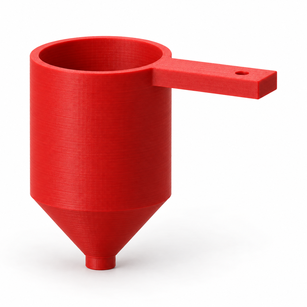 Flow-time comparison cup for water-based hobby paint – red; AI product visualization