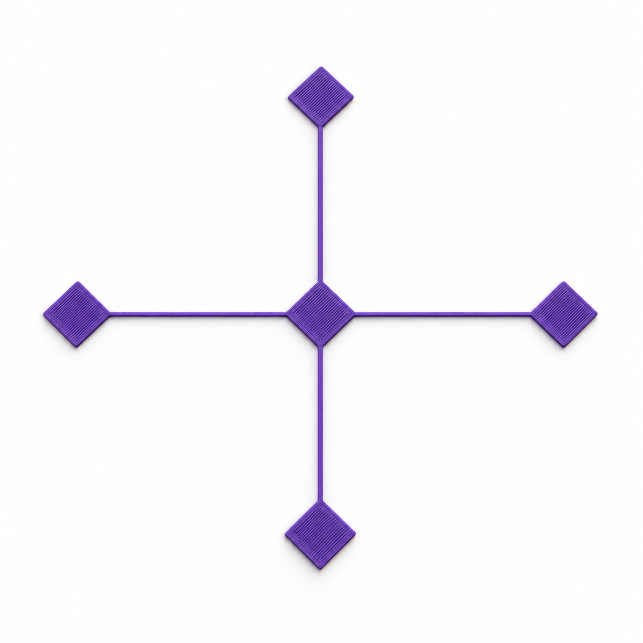 Motif de première couche à cinq plages reliées – violet; visualisation IA de la géométrie par défaut