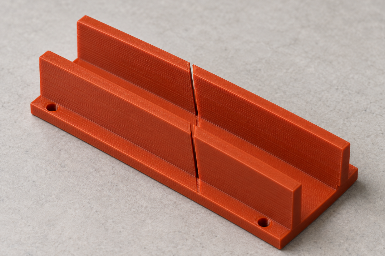 Custom-angle mitre box for a fine hand saw