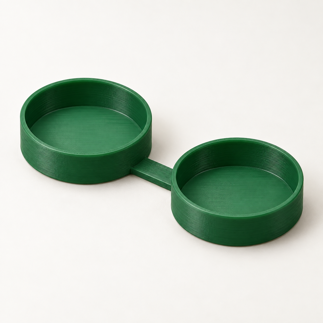 Cache double oculaire de jumelles à pont souple – vert. Visualisation IA des dimensions par défaut.