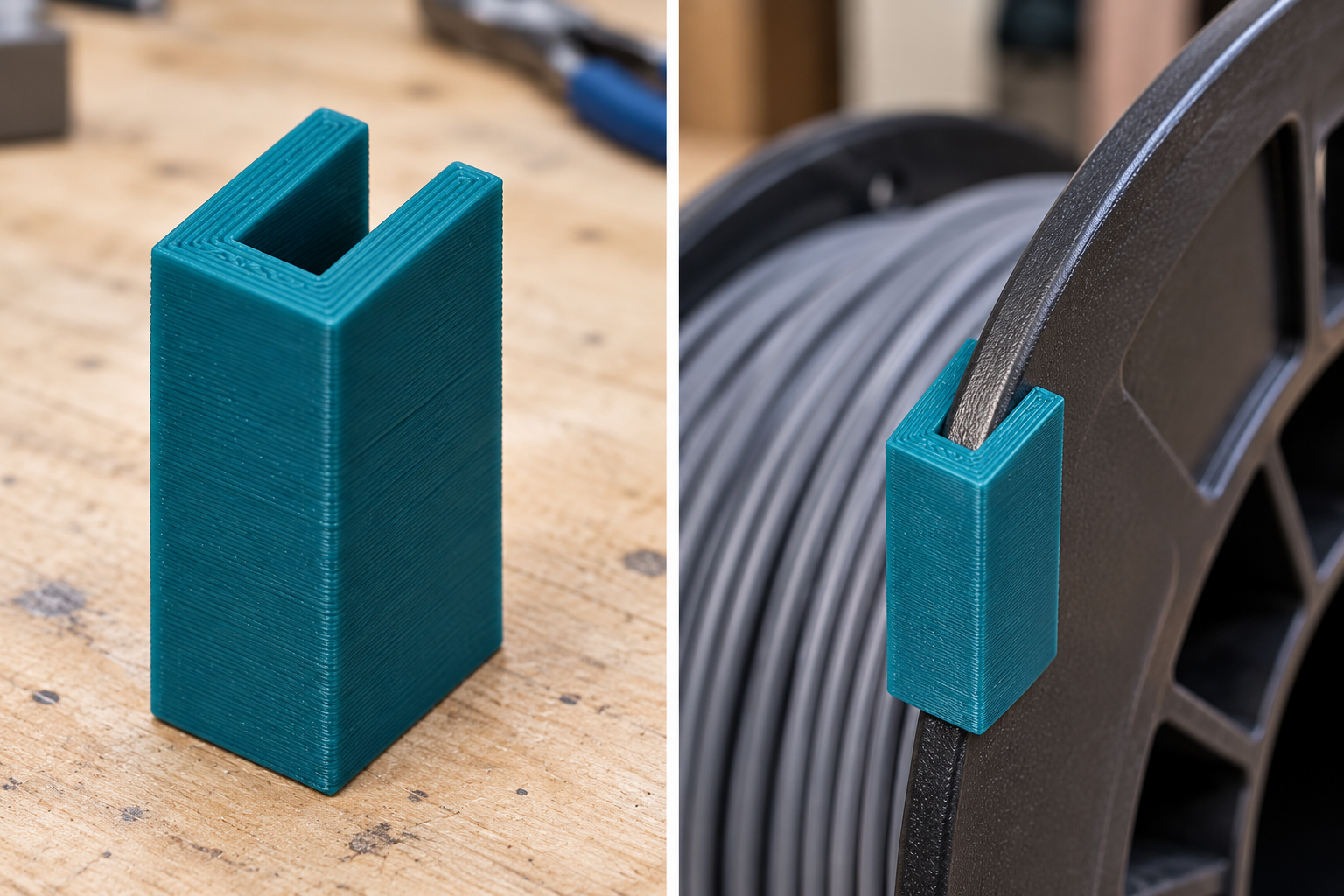 Filament spool flange edge protector – loose part and application, AI visualization