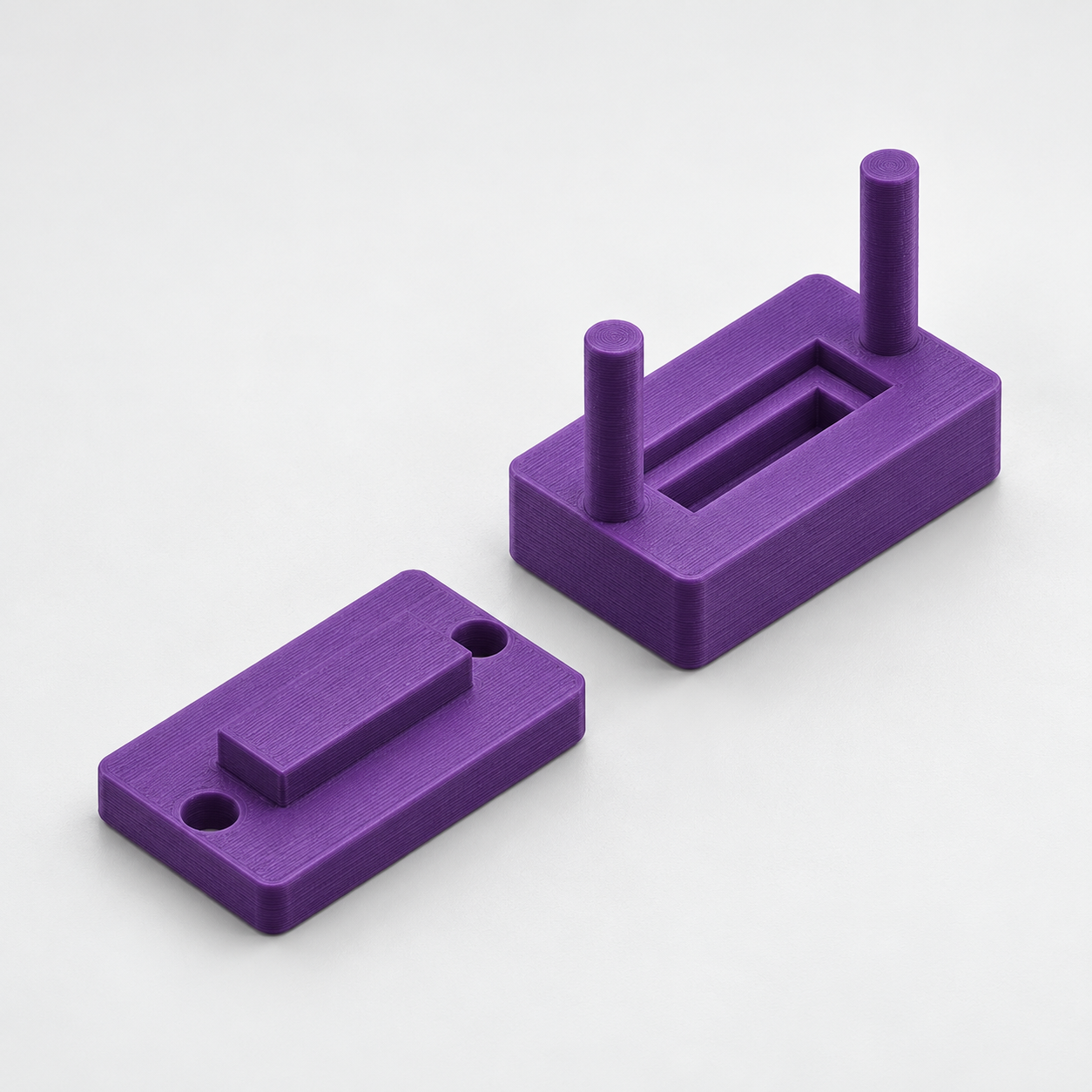 Assembly nest and pressing plate for matching ribbon-cable connectors – AI product visualization