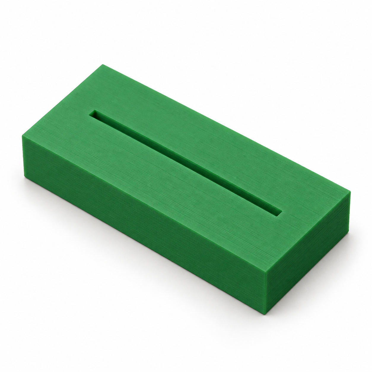 Bloc de pliage de plumes à rainure sur mesure – vert. Visualisation IA aux dimensions par défaut.