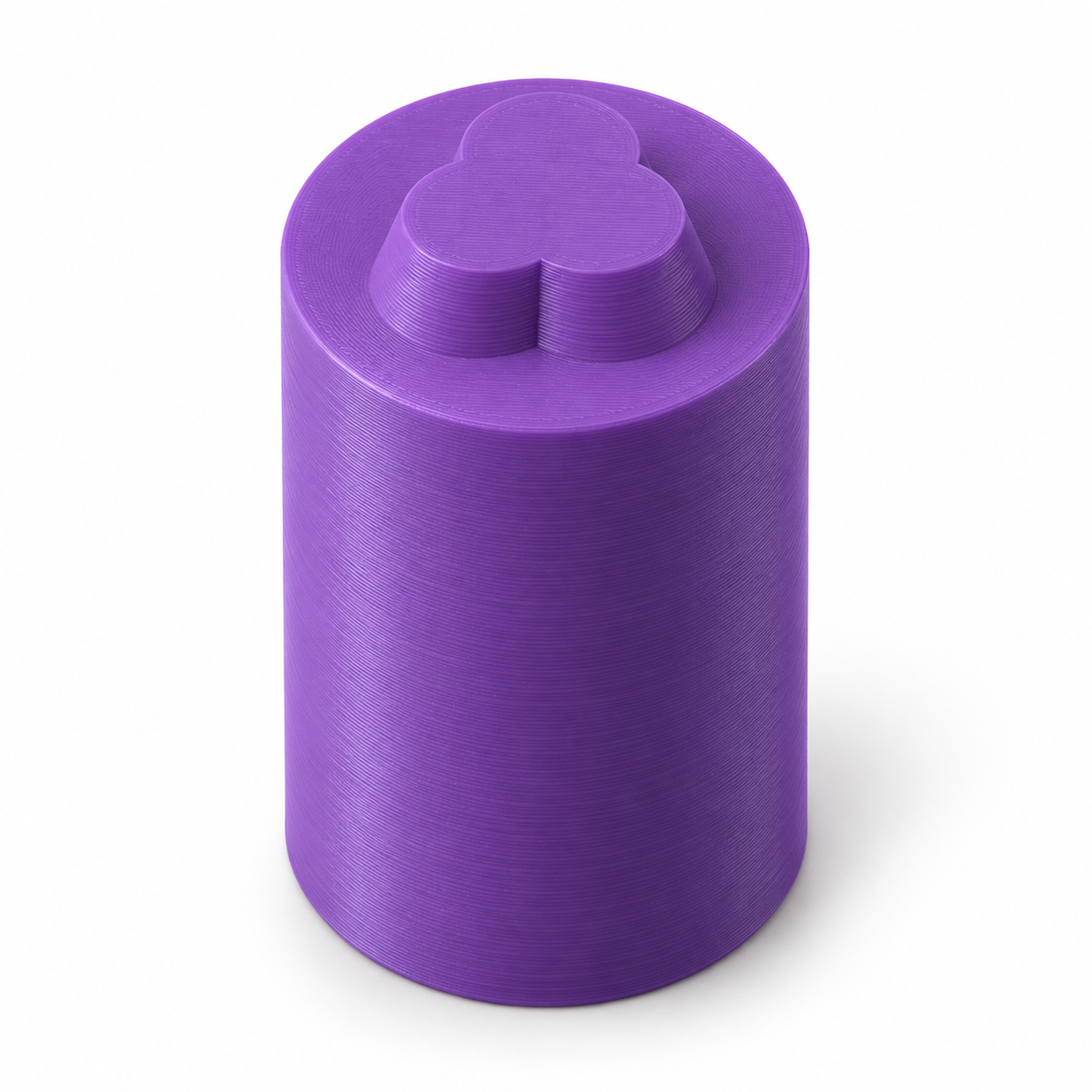 Mould-making stamp for three-lobed registration recesses – purple. AI visualisation of the default dimensions.