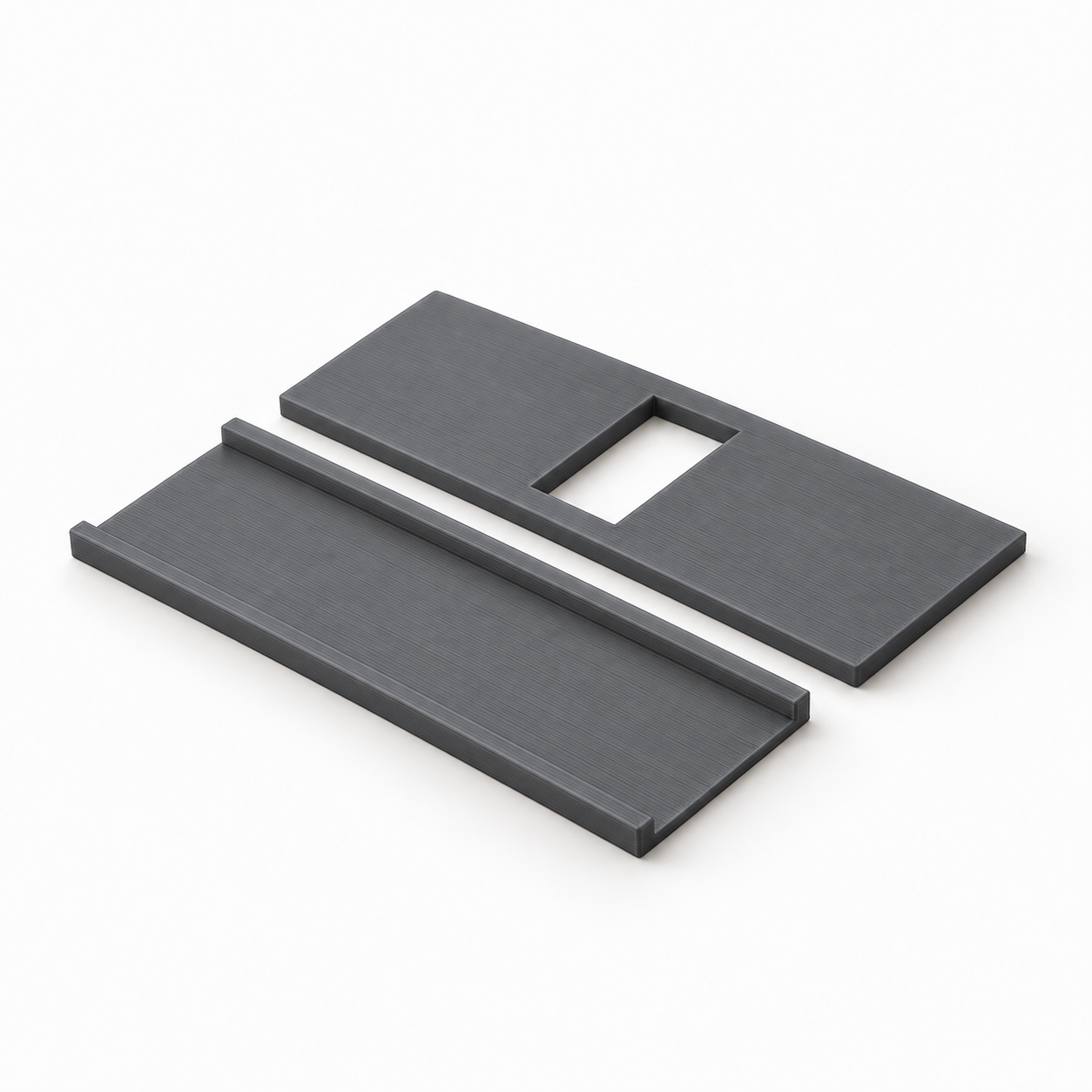Darkroom test-strip mask with open-ended tray – grey. AI visualization of default dimensions.