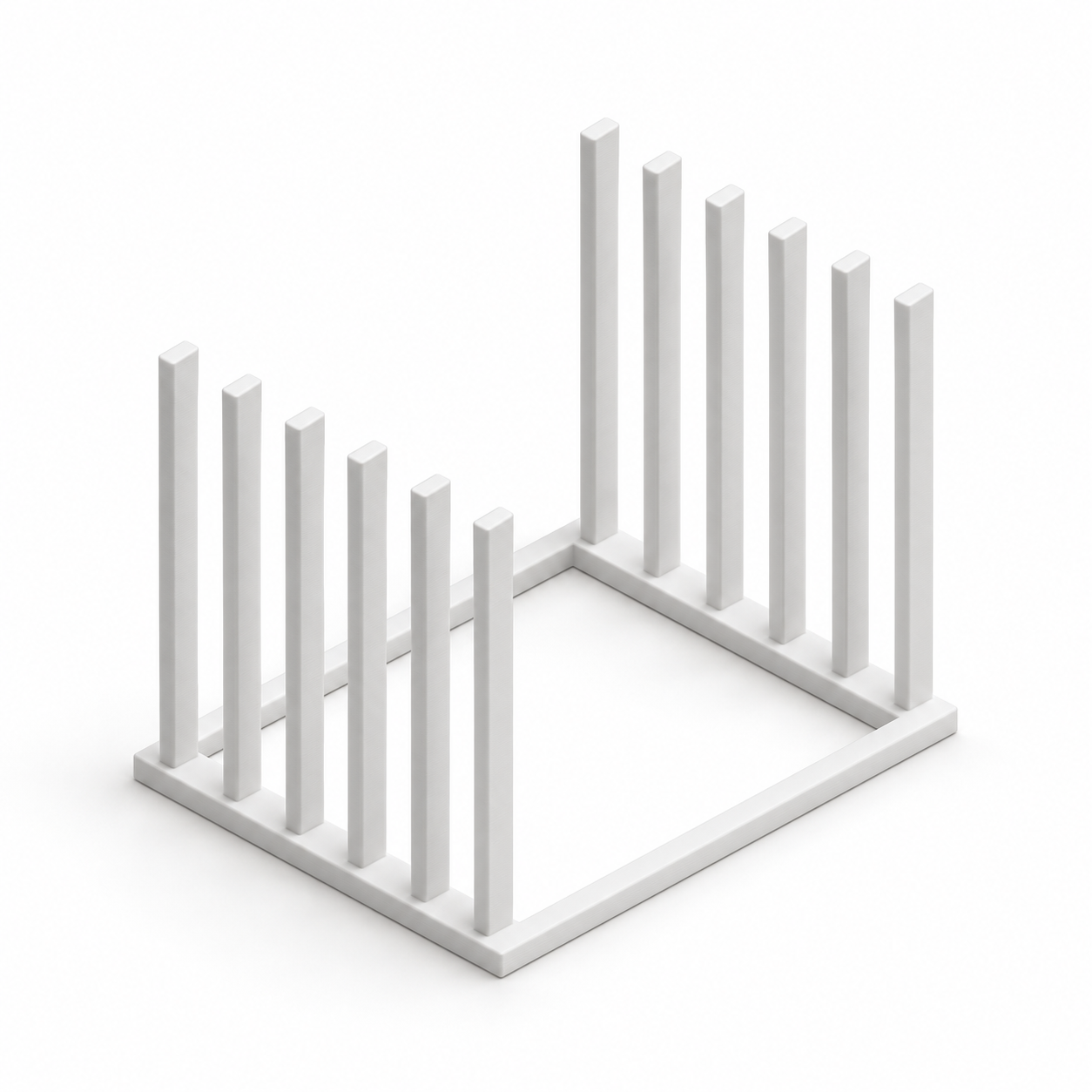 Photographic print drying rack with five open slots – AI product visualization