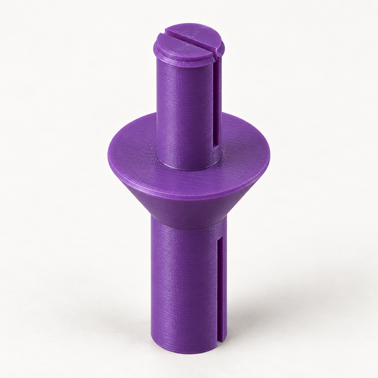 TPU connector for a thread spool and matching bobbin – purple. AI visualization of default dimensions.