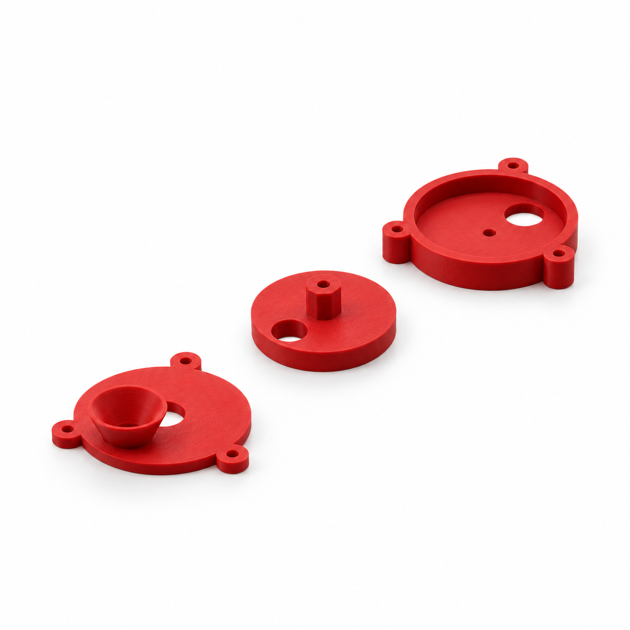Rotary chamber portioner for dry craft granules – AI product visualization