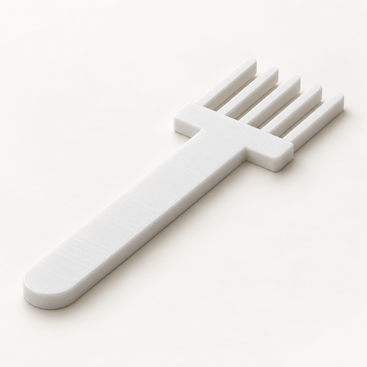 Râteau de nettoyage de brosse à cinq dents émoussées – blanc. Visualisation IA des dimensions par défaut.