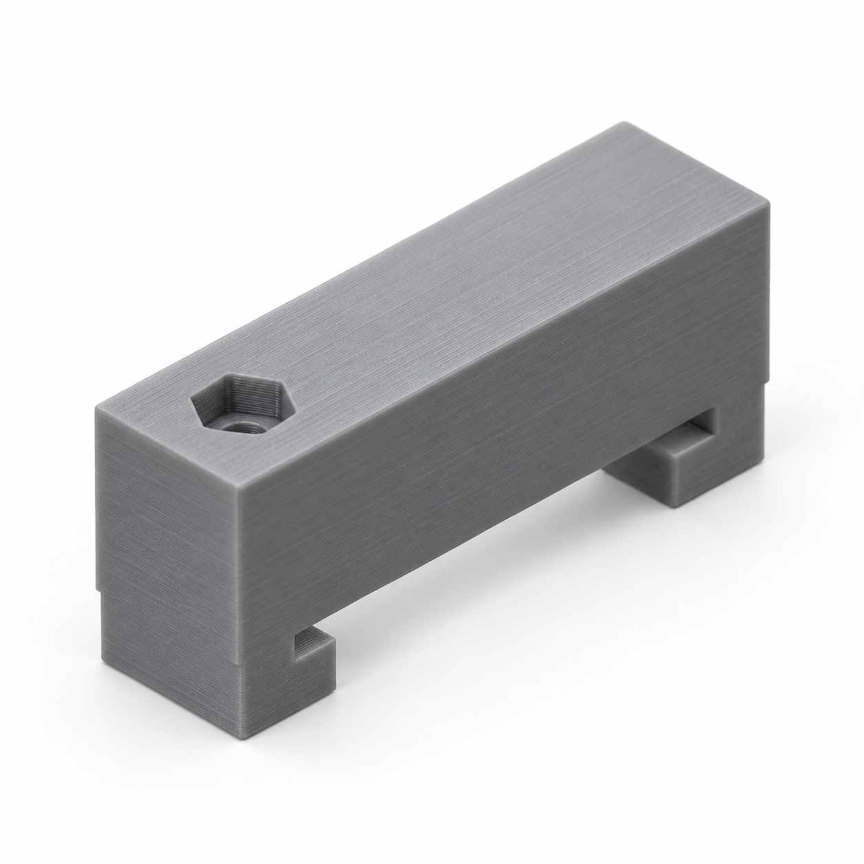 Tope con apriete por tornillo para carriles DIN compatibles – visualización de producto con IA