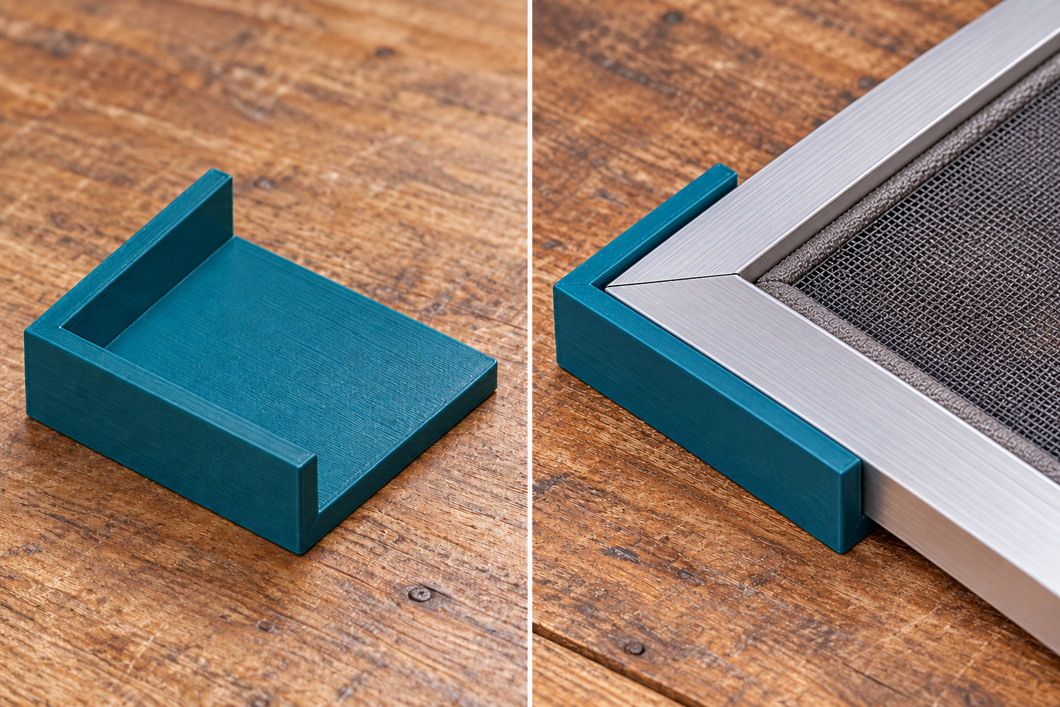 Press caul for insect screen frame corners – loose part and application, AI visualization