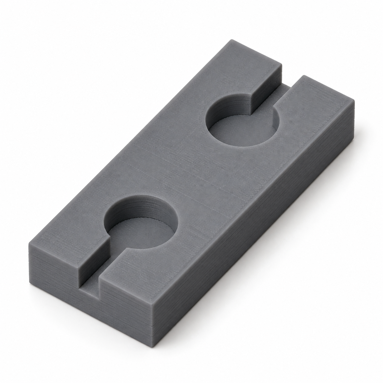 Deadeye rigging jig with two custom nests – grey. AI visualisation of the default dimensions.