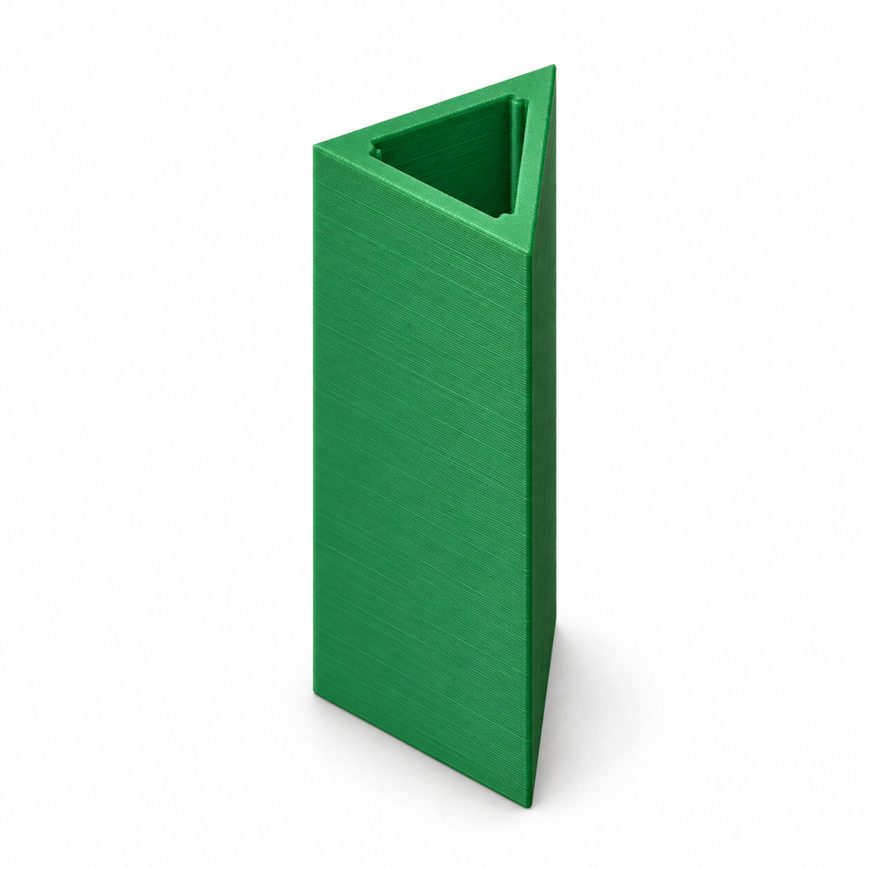 Kaleidoscope tube for three acrylic mirror strips – green. AI visualisation of the default dimensions.