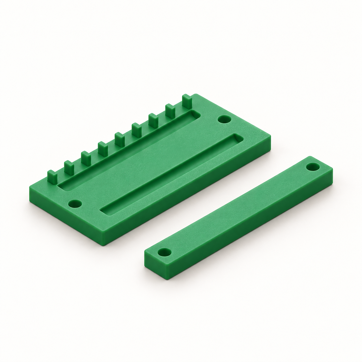 Puente de kalimba con asientos para varillas y barra de sujeción – visualización de producto con IA