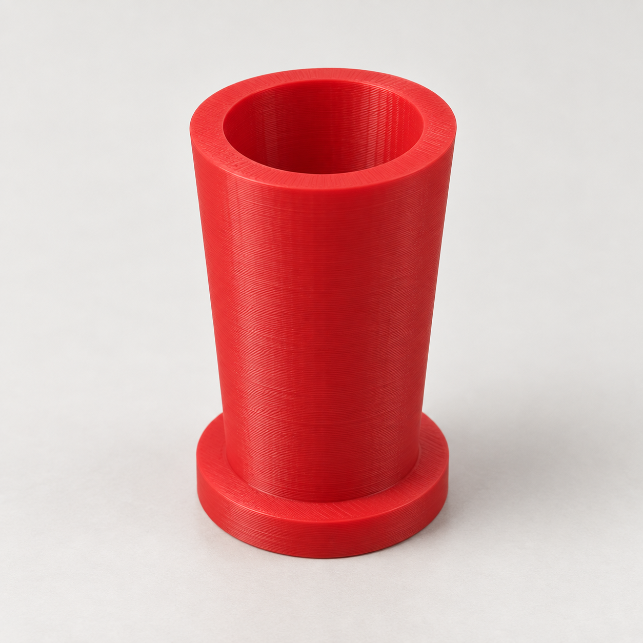 Custom push-on cap for cartridge nozzles – red. AI visualization of default dimensions.