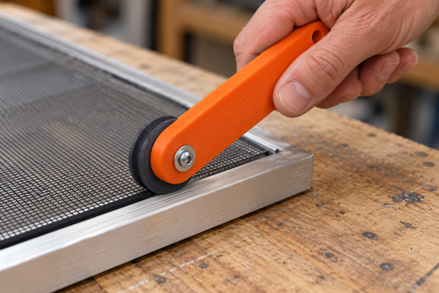 Custom screen spline roller with replaceable wheel