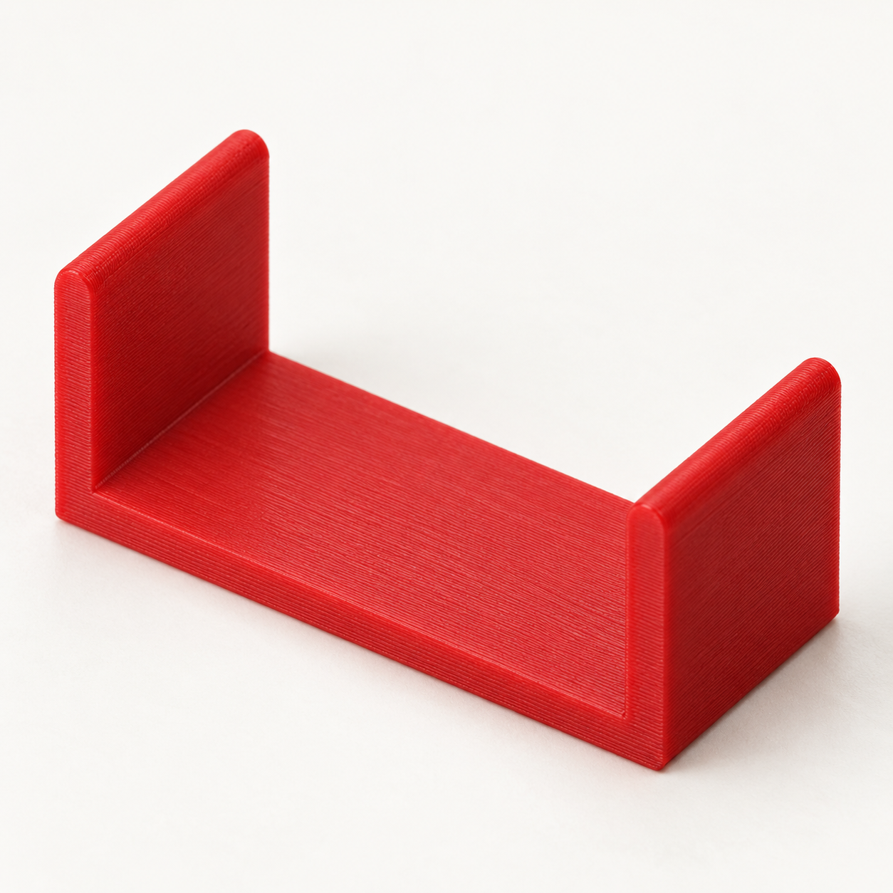 Clip TPU pour extrémité de ruban sur mesure – rouge. Visualisation IA des dimensions par défaut.