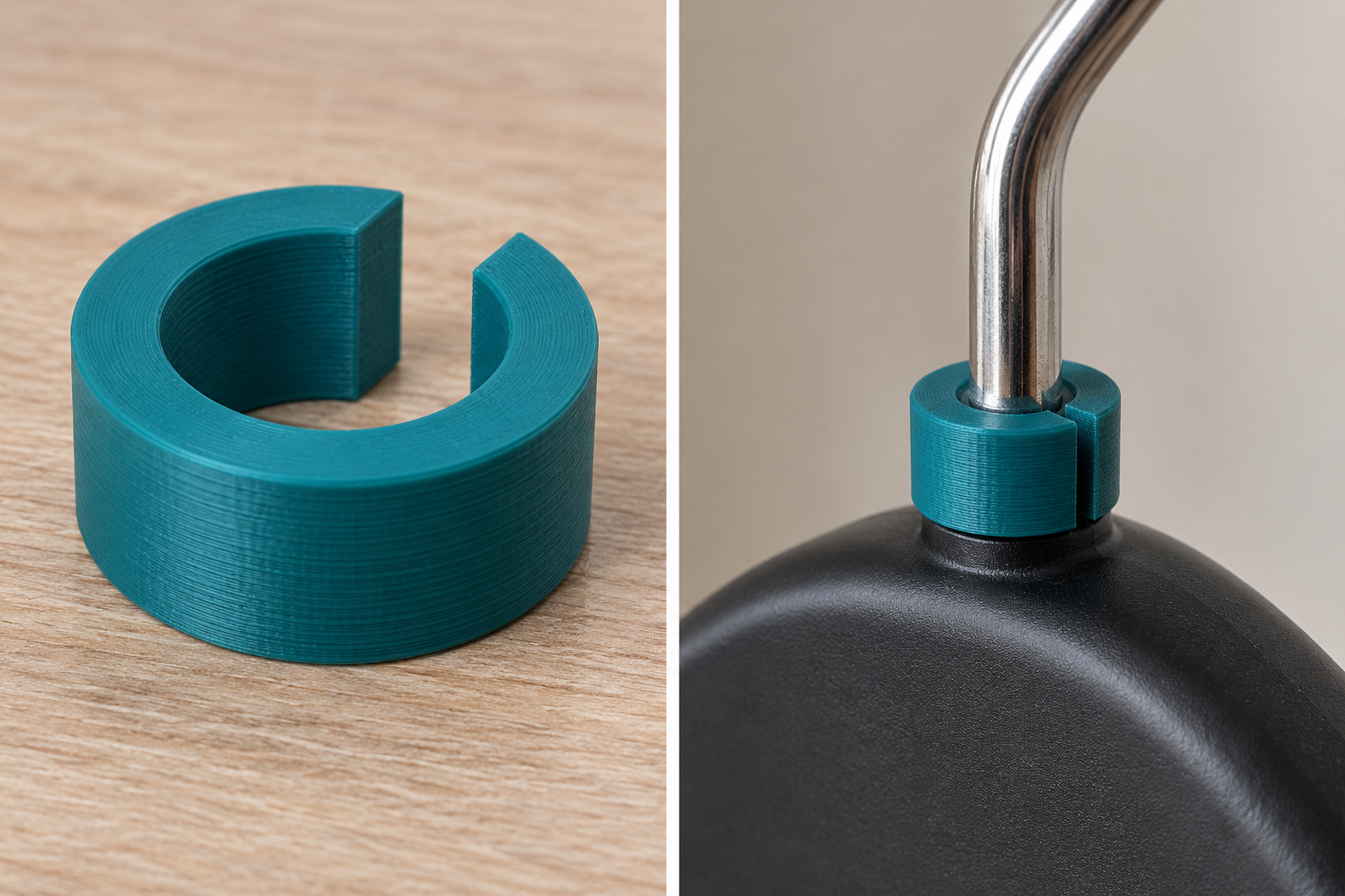 Split spacer ring for hanger necks – loose part and application, AI visualization