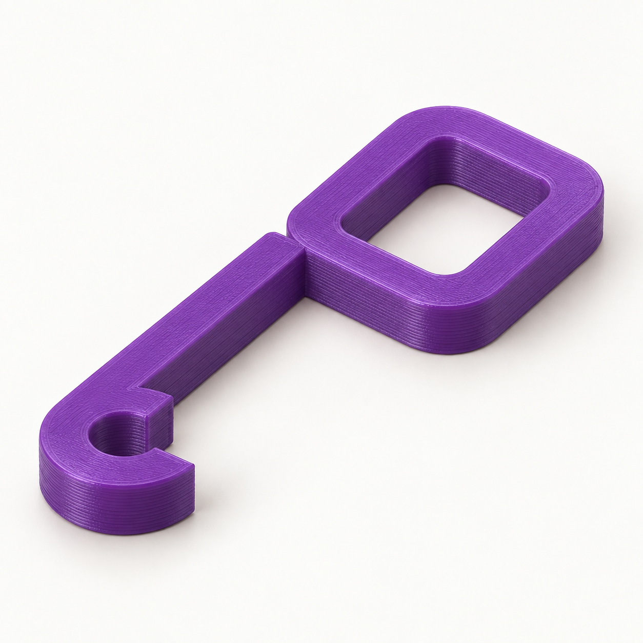 Connecteur de cintres en cascade à œil et crochet J – violet. Visualisation IA des dimensions par défaut.
