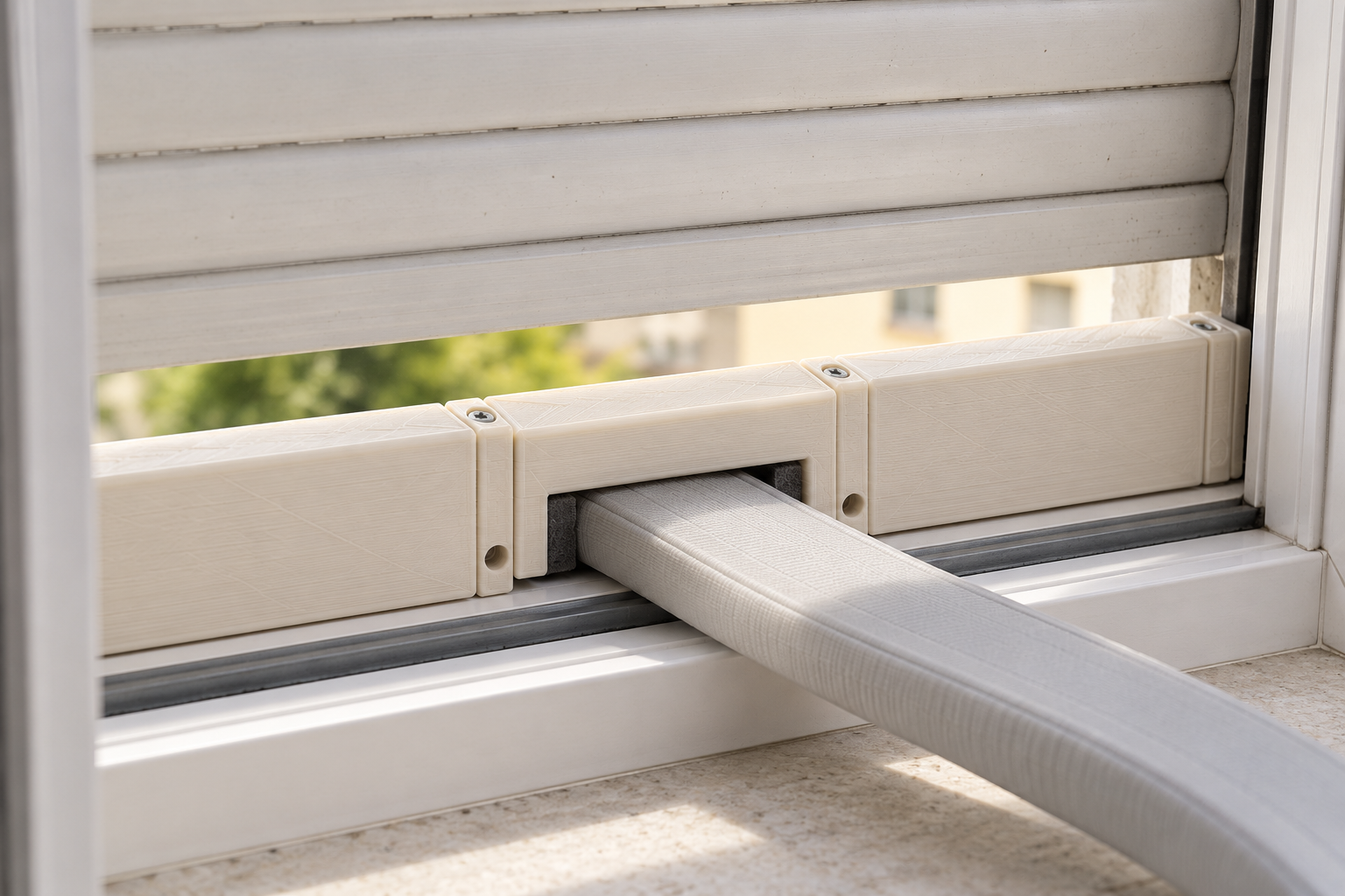 Passage sous volet roulant pour climatiseur split mobile