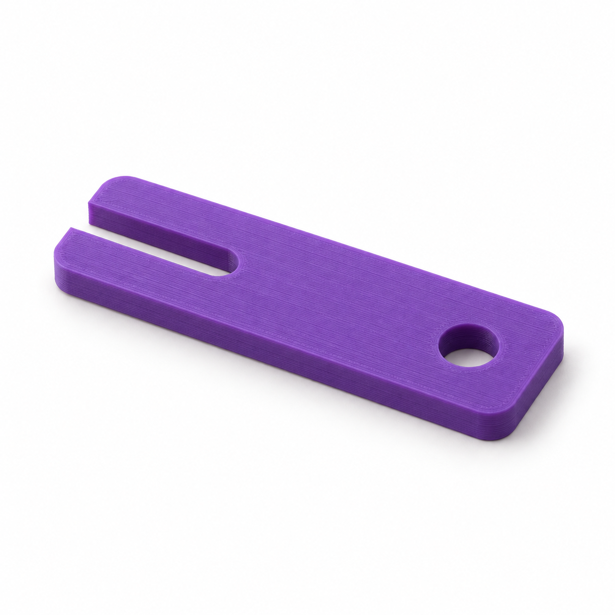 Button spacer fork for a sewn thread shank – purple; AI product visualization