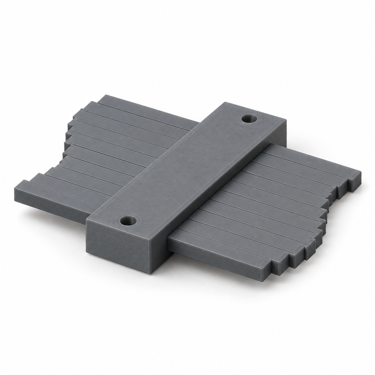 Jauge de contour à douze lamelles coulissantes et plaques – gris, pièces imprimées assemblées sans vis; visualisation produit par IA