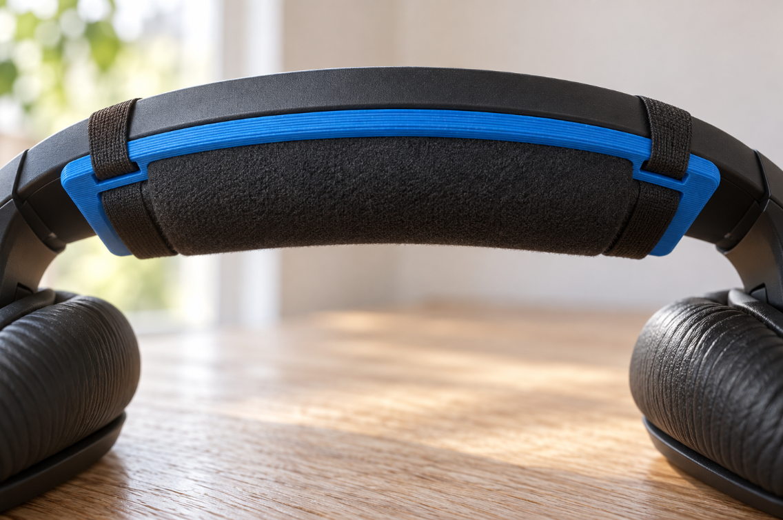 Custom flexible headphone headband cushion carrier