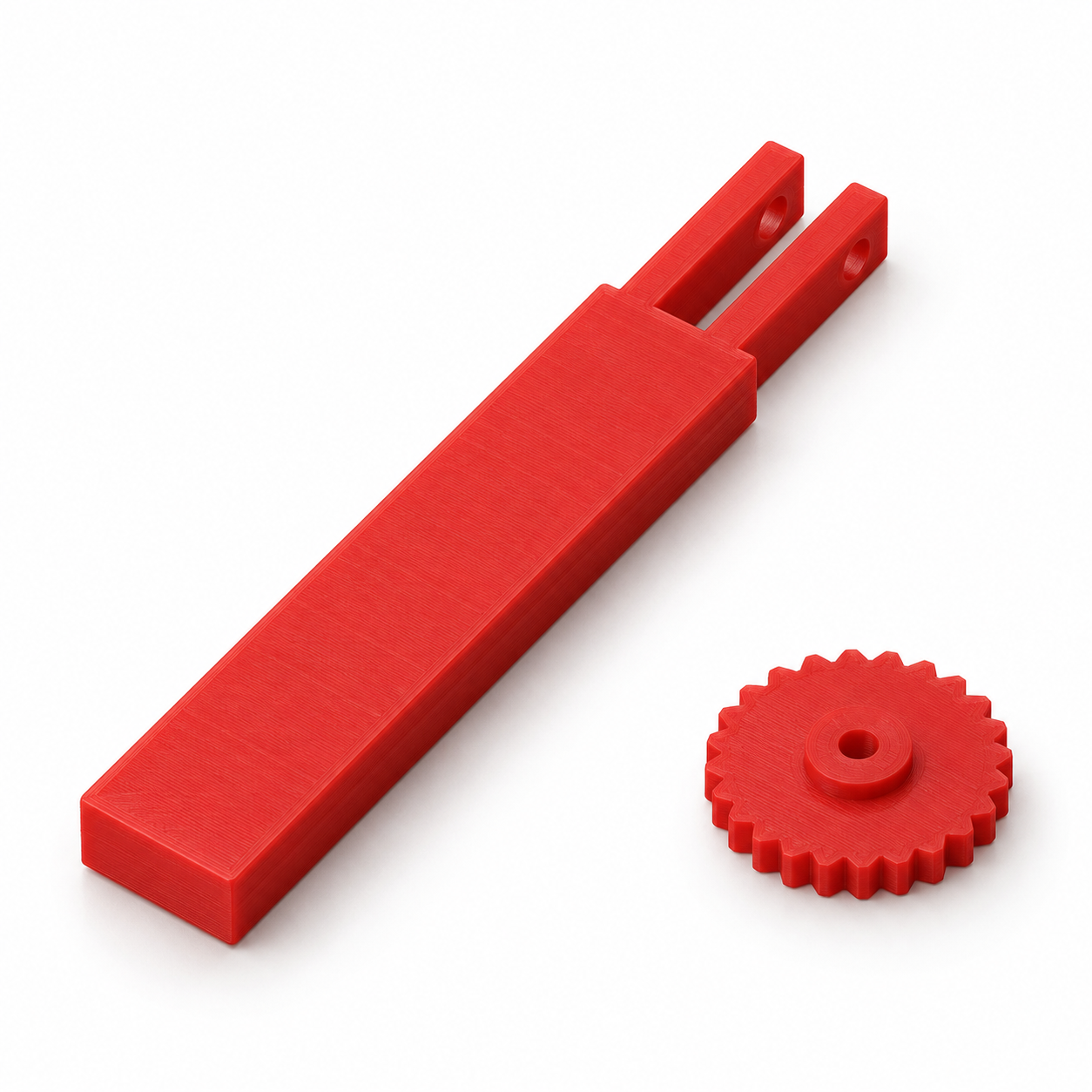 Roulette à copier à dents plastiques et poignée fourchue – rouge. Visualisation IA aux dimensions par défaut.