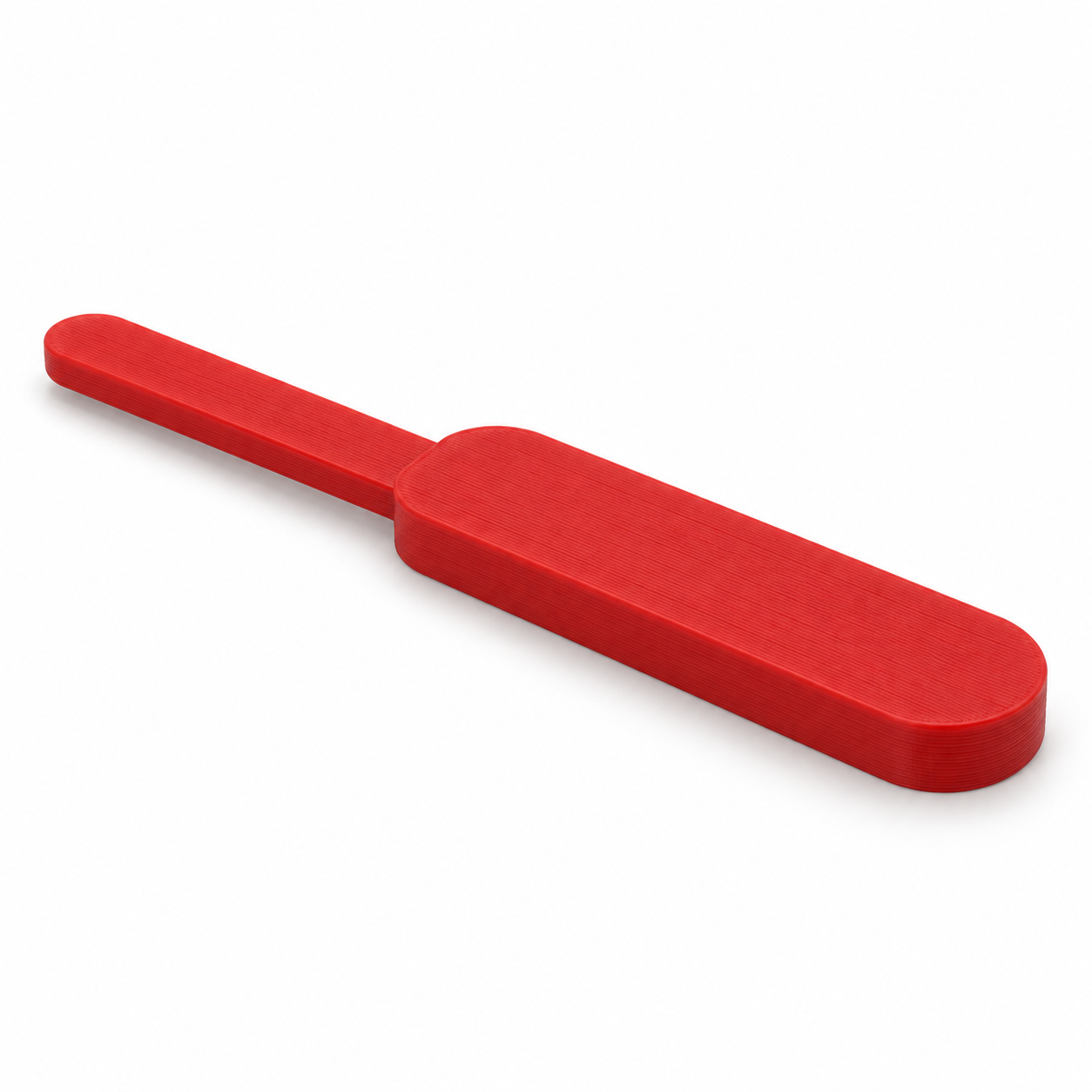 Basket-weaving packer with blunt narrow tongue – red. AI visualization of default dimensions.