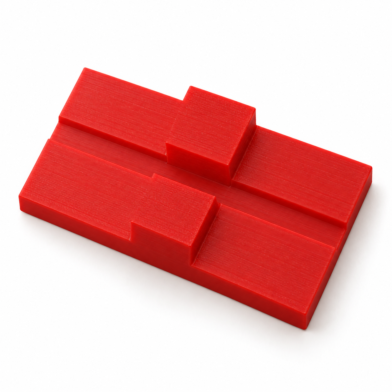 Guide de centrage de ruban cuivré pour bords de verre droits – rouge. Visualisation IA aux dimensions par défaut.