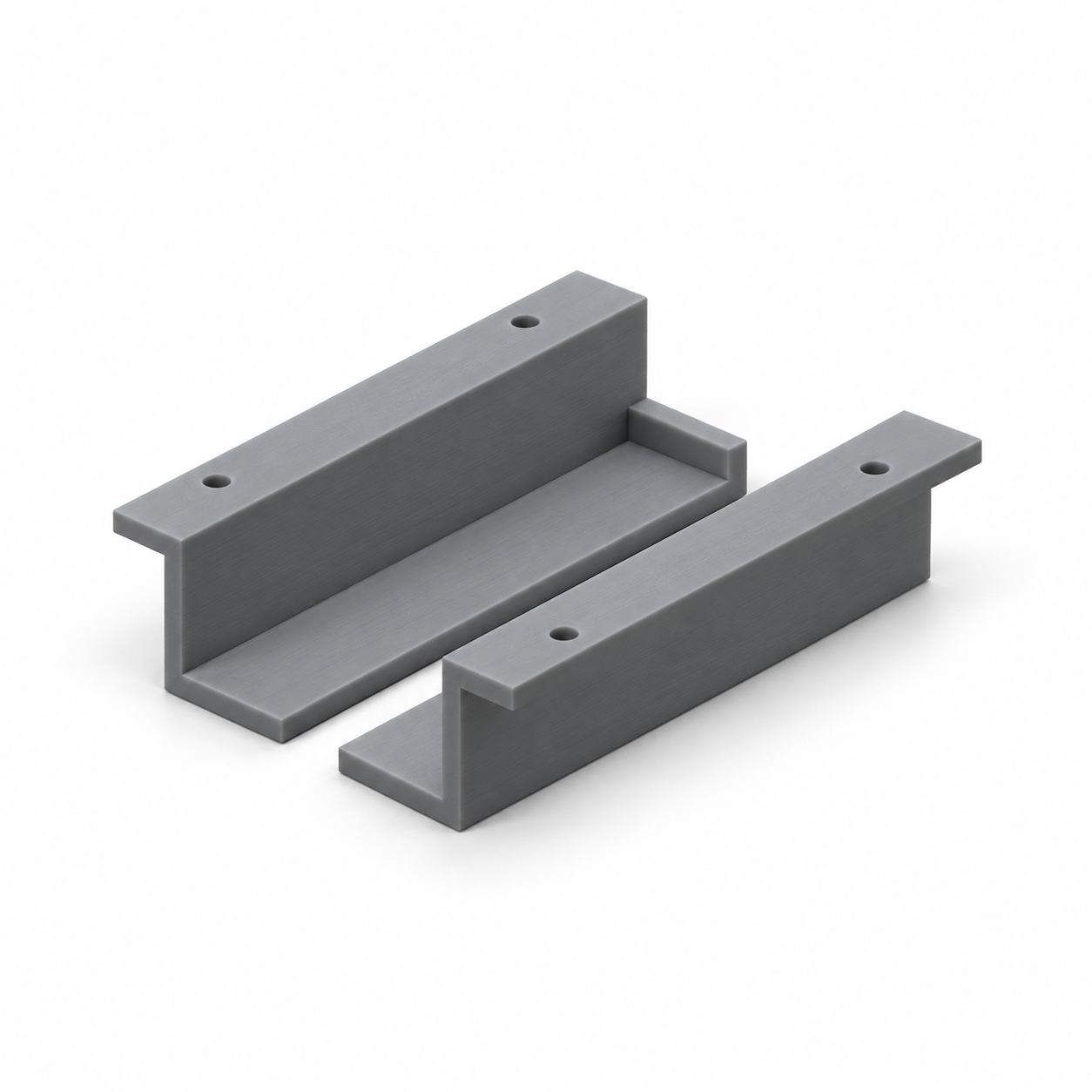 AI visualisation, default dimensions: Under-desk slide-in rails for closed laptops, pair