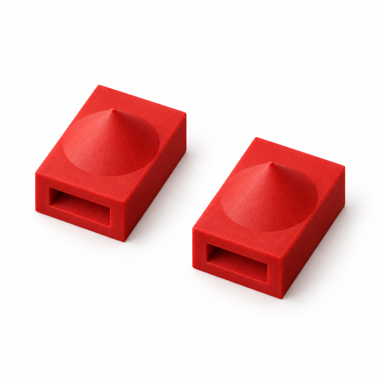 Paire de pointes coniques pour mesurer les entraxes au pied à coulisse – rouge; visualisation produit par IA