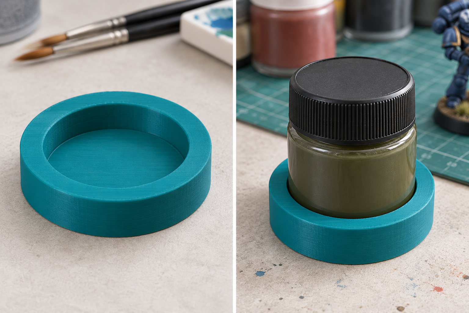 Base cup for closed model paint pots – loose part and application, AI visualization