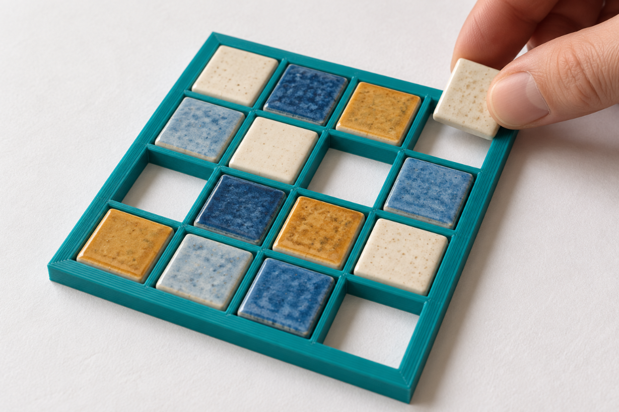 Custom mosaic layout grid for tile size and joints