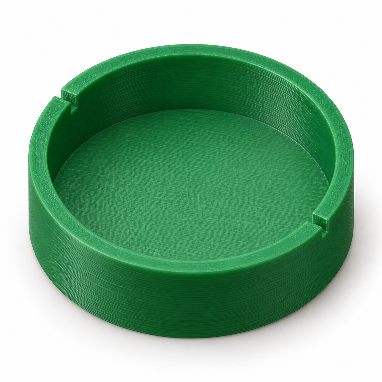 Thread-wax cup with two guide slots – green. AI visualisation of the default dimensions.