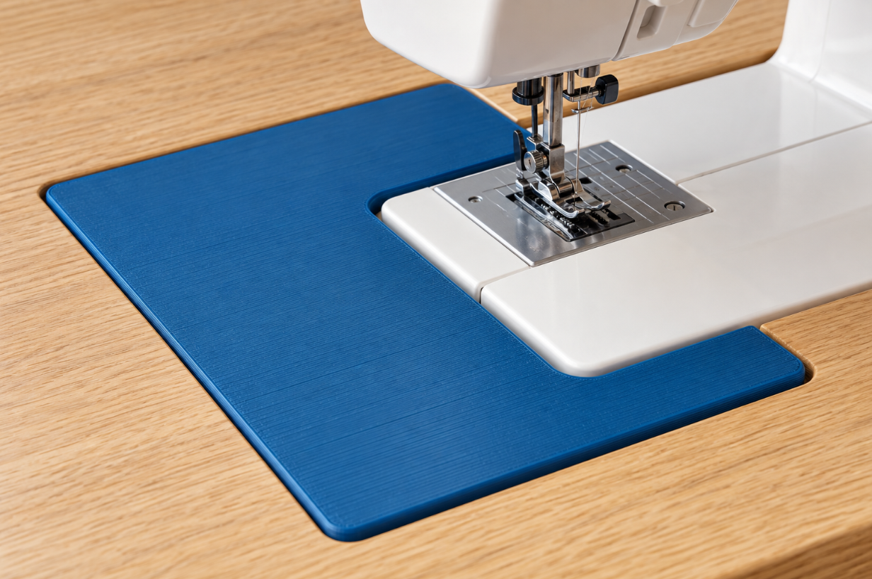 Custom sewing table insert with open cutout