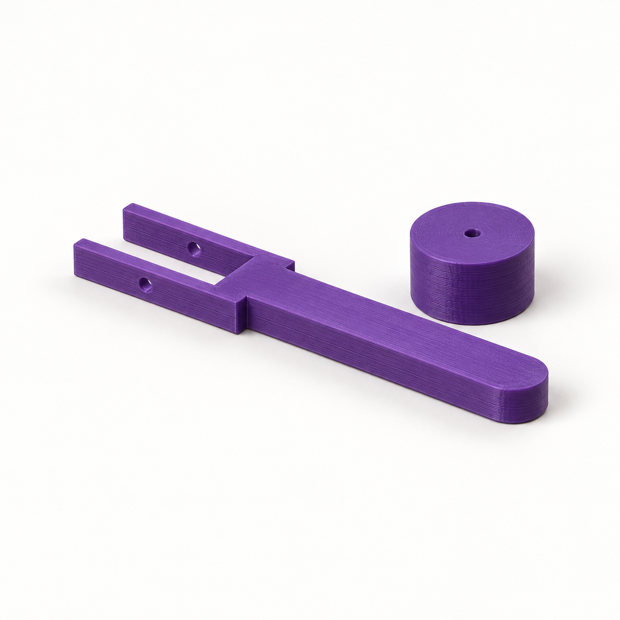 Seam roller with fork handle and separate wheel – purple. AI visualization of default dimensions.