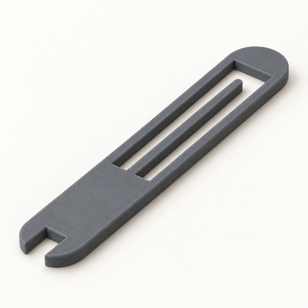 Navette à filet avec languette centrale sur mesure – gris. Visualisation IA des dimensions par défaut.